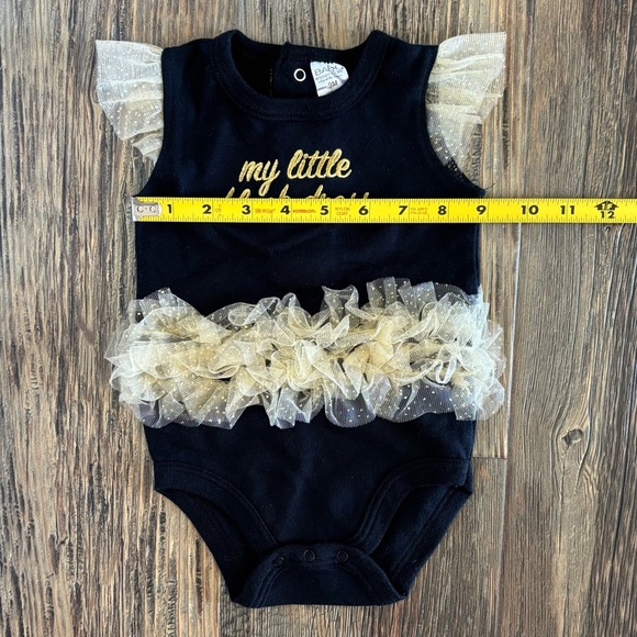 Baby Essentials My Little Black Dress Tutu Bodysuit Onesie Size 9M Embroidered - Picture 4 of 9